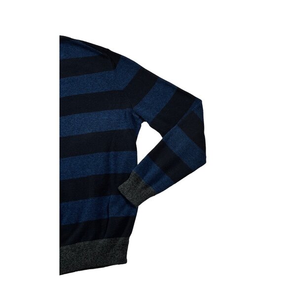American Eagle Outfitters Sweater Men's L/S Crew Neck Striped Blue Black Large - Picture 9 of 12